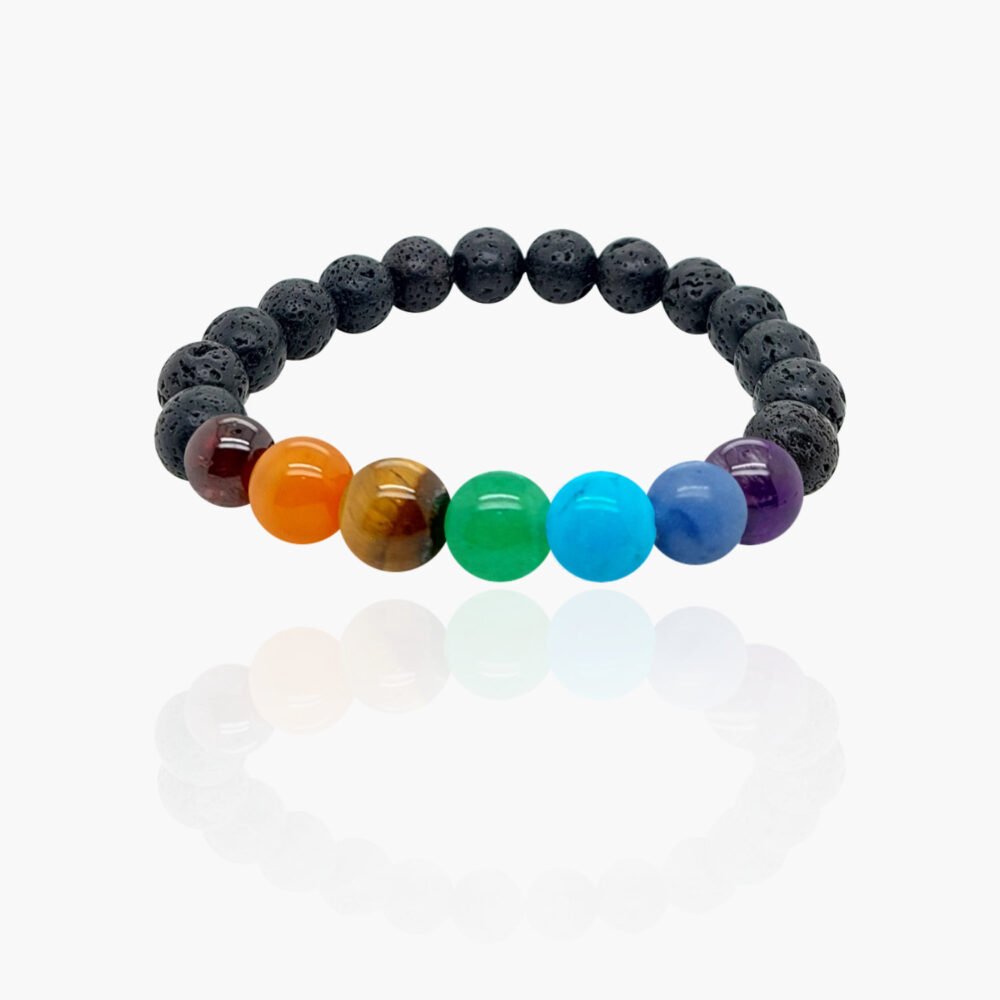 7 Chakras Multi-stone/Lava Stone Beads Elastic Bracelet
