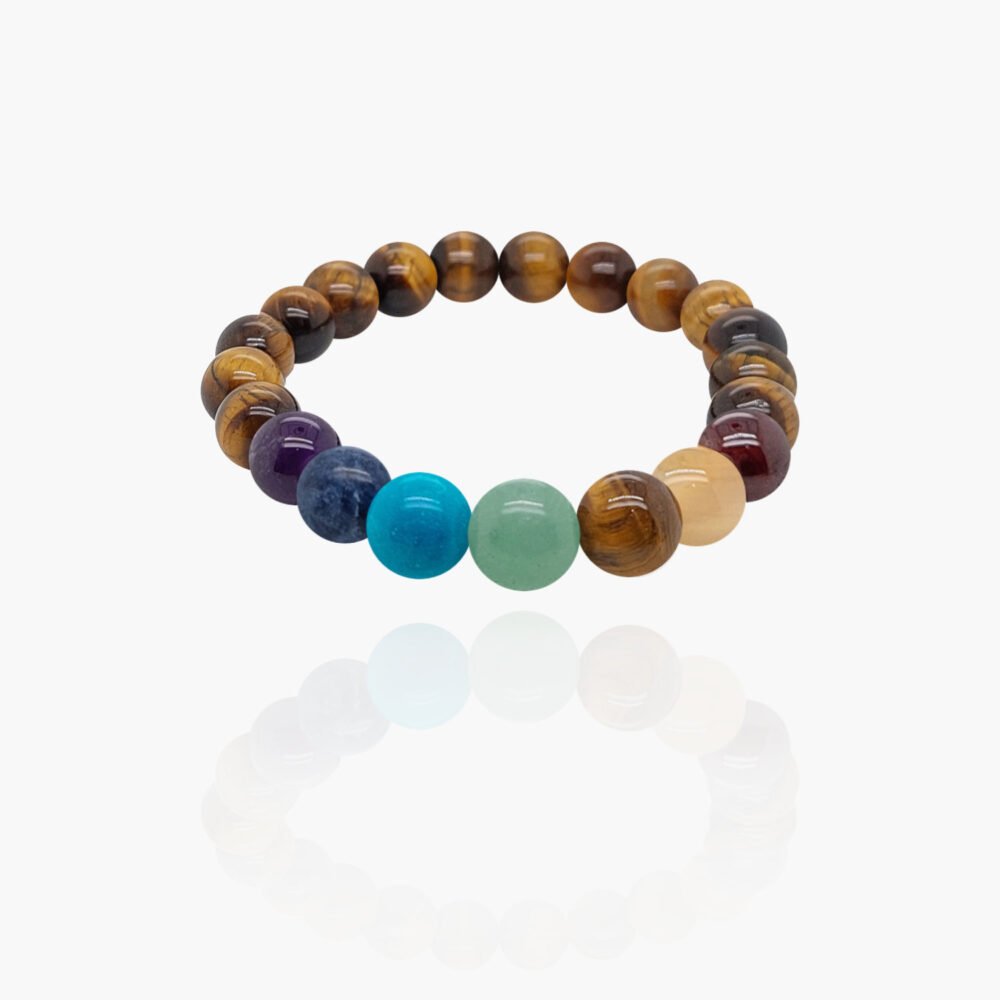 7 Chakras Multi-stone/Tiger Eye Stone Beads Elastic Bracelet