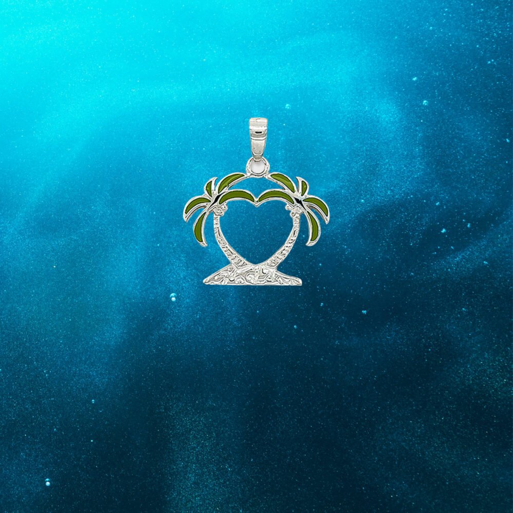 Coconut Tree Island Sterling Silver Pendant - Image 2