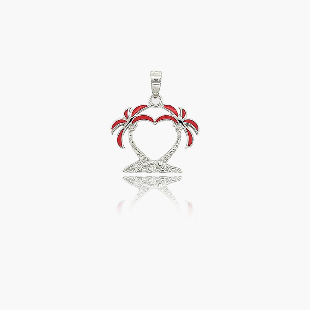 Coconut Tree Island Sterling Silver Pendant