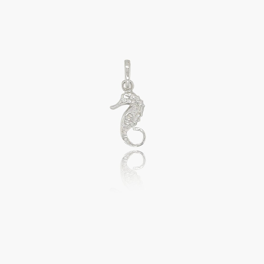 Seahorse Sterling Silver Pendant with Diamond