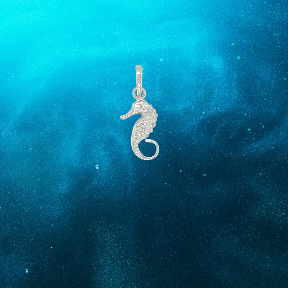 Seahorse Sterling Silver Pendant with Diamond - Image 2