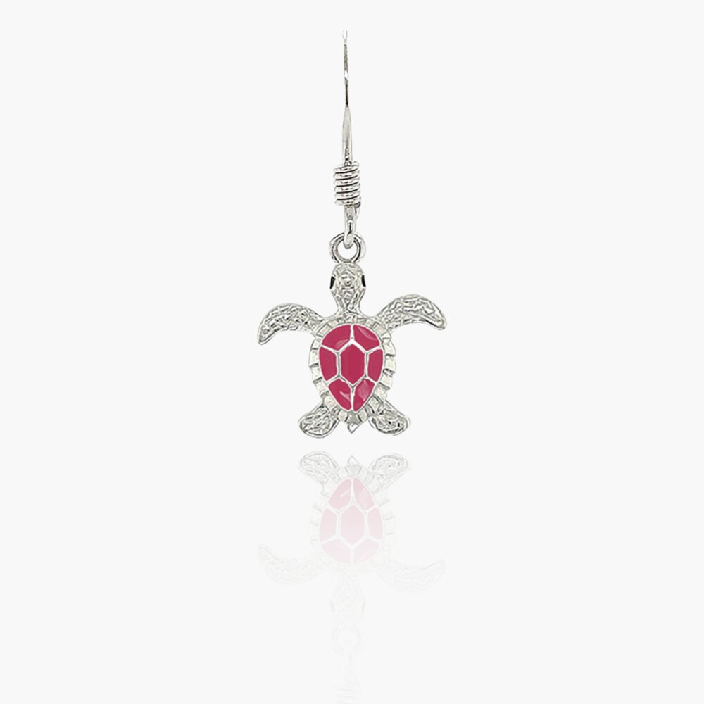 Sea Turtle Sterling Silver Wire Hook Earrings