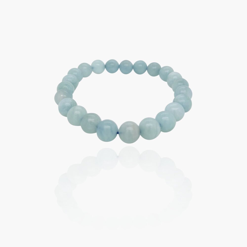 Aquamarine Stone Beads Elastic Bracelet
