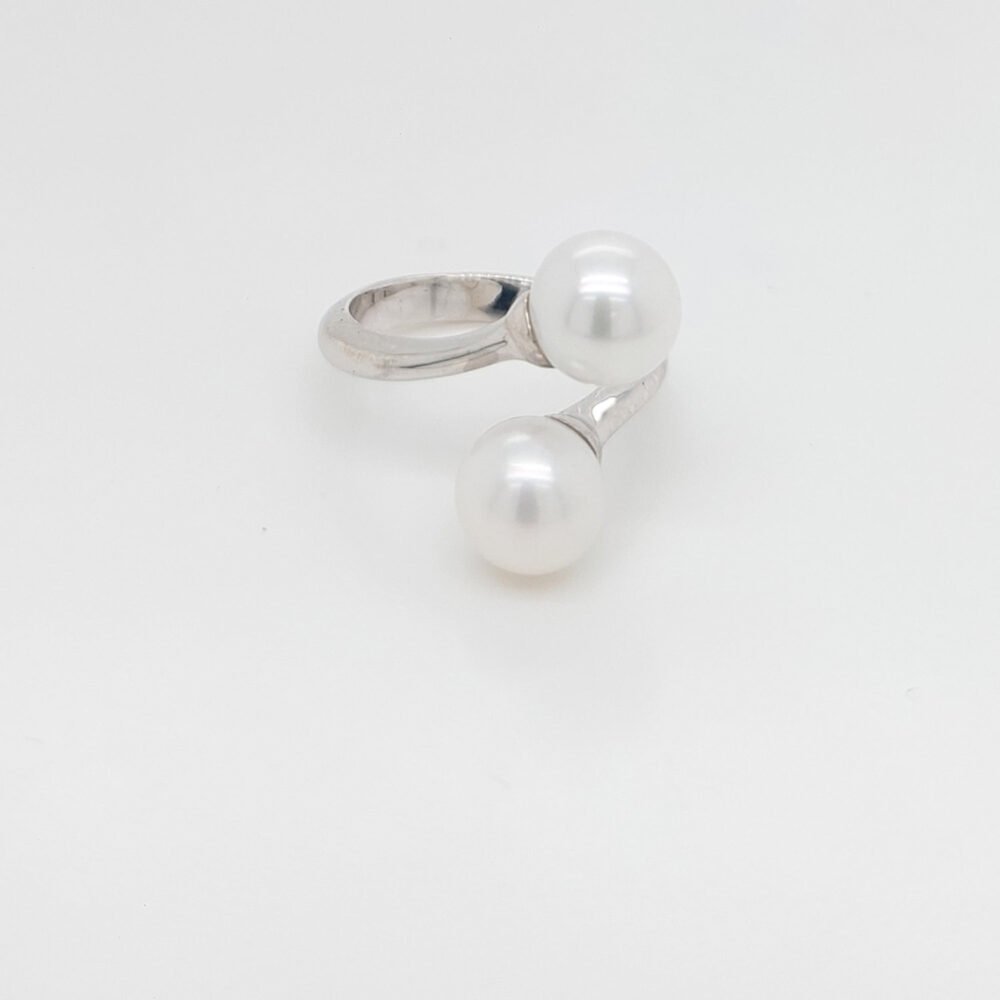 Dual Freshwater Pearl 18K Gold Ring - Image 2