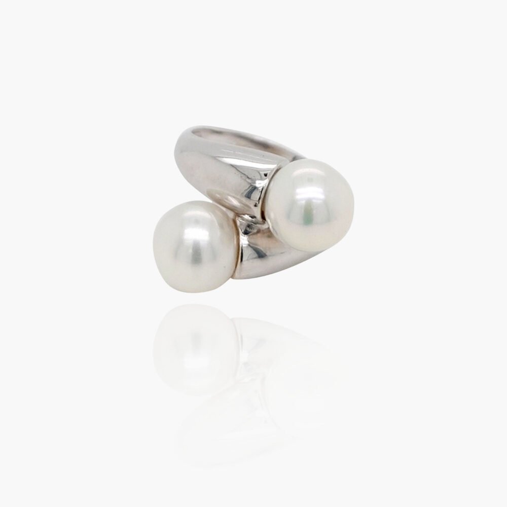 Dual Freshwater Pearl 925 Silver Ring