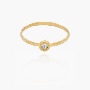 Round Head Single Diamond 18K Gold Ring