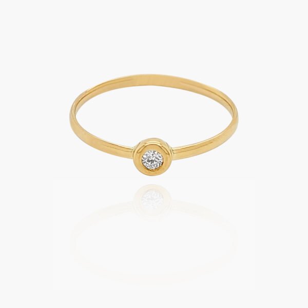 Round Head Single Diamond 18K Gold Ring