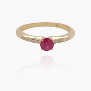 Ruby Head with Side Diamonds 18K Gold Ring
