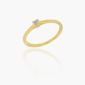 18K Gold 4-Prong Heart Gallery Single Diamond Head Ring