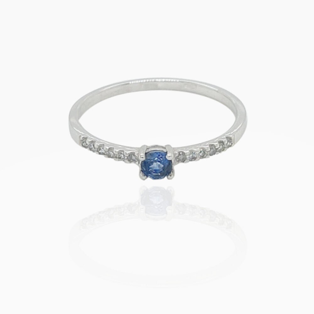 Sapphire 74-3 Head with Side Diamonds 18K Gold Ring