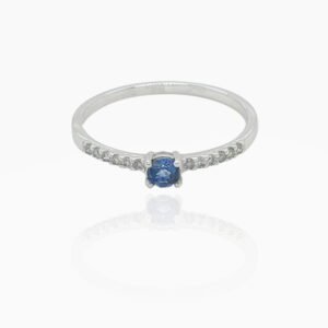 Sapphire 74-3 Head with Side Diamonds 18K Gold Ring