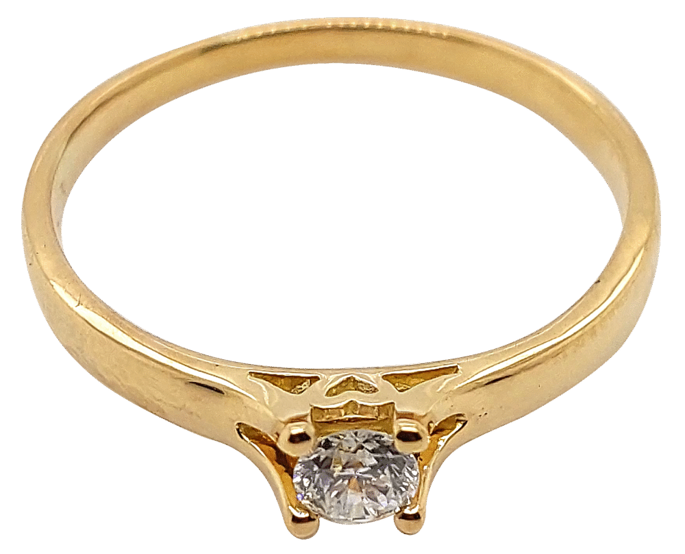 18K Gold 4-Prong Heart Gallery Single Diamond Head Ring - Image 4