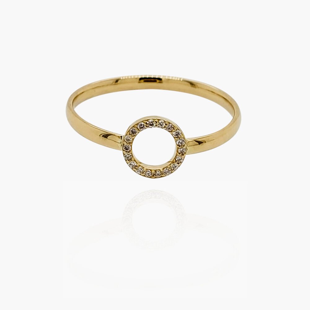 Round Head 18K Gold Ring with Diamonds