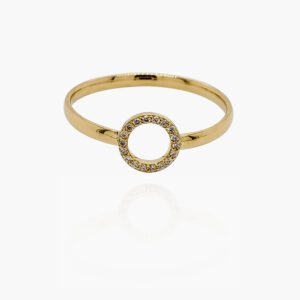 Round Head 18K Gold Ring with Diamonds