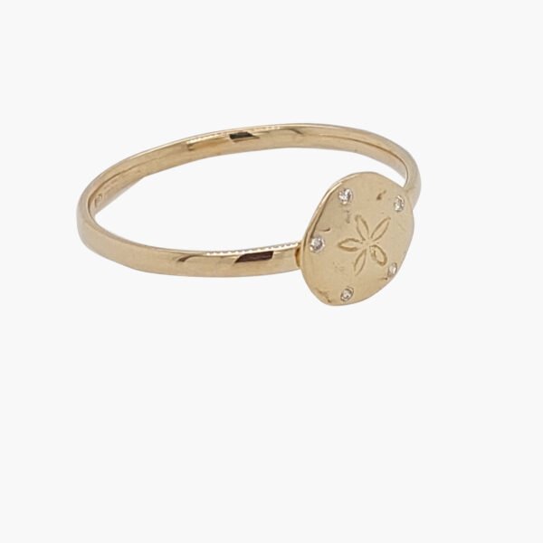 18k Gold Sand Dollar Diamond Ring - 7mm - Image 2