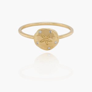18k Gold Sand Dollar Diamond Ring - 7mm