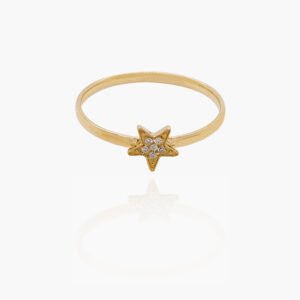 Star Shaped Diamond Head 18K Gold Ring