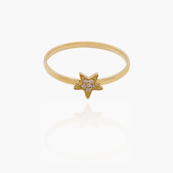 Star Shaped Diamond Head 18K Gold Ring
