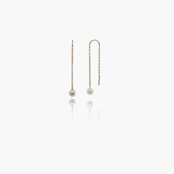 18K Gold Freshwater Pearl Threader Earrings