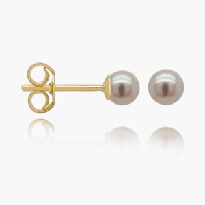18K Gold Freshwater Pearl Earrings | Pin 2 Groove