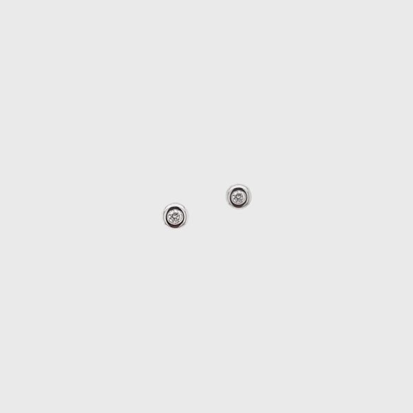 18K Gold 3mm Round Shaped Single Diamond Stud Earrings - Image 3