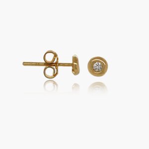 18K Gold 3mm Round Shaped Single Diamond Stud Earrings