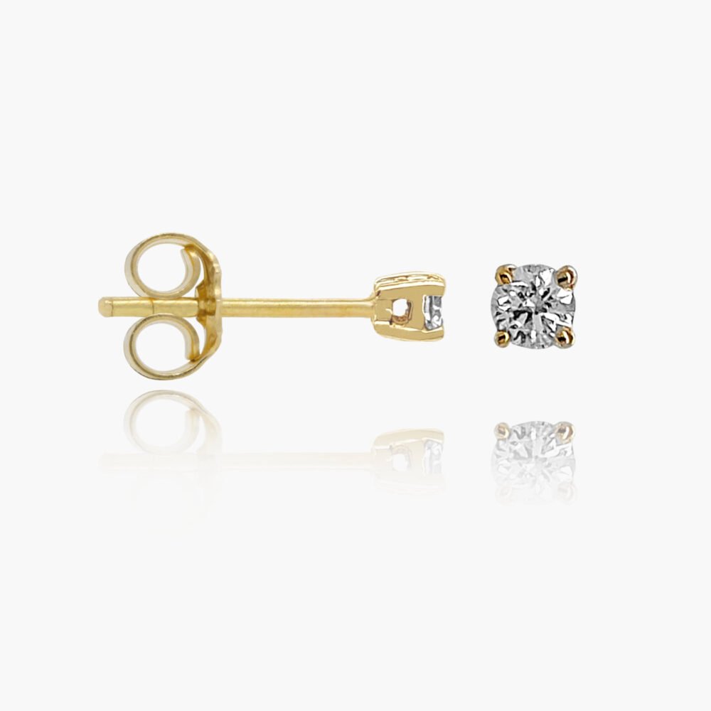 18K Gold Prong 3.5mm Diamond Earrings