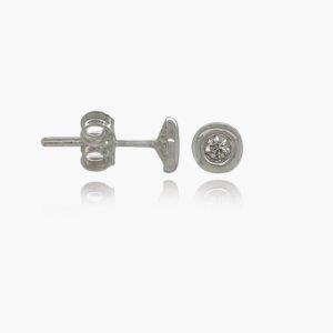 18K Gold 5mm Round Shaped Single Diamond Stud Earrings