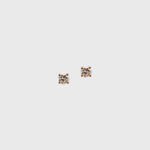 18K Gold Prong 3.5mm Diamond Earrings
