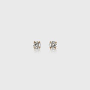 18K Gold Prong Diamond Stud Earrings