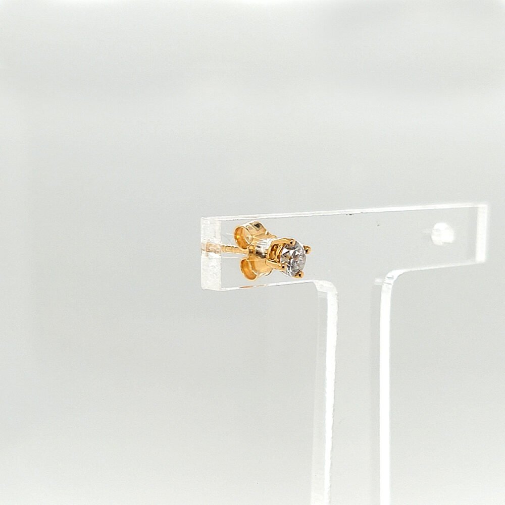 18K Gold Prong Diamond Stud Earrings - Image 2