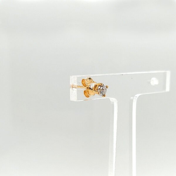 18K Gold Prong Diamond Stud Earrings - Image 2