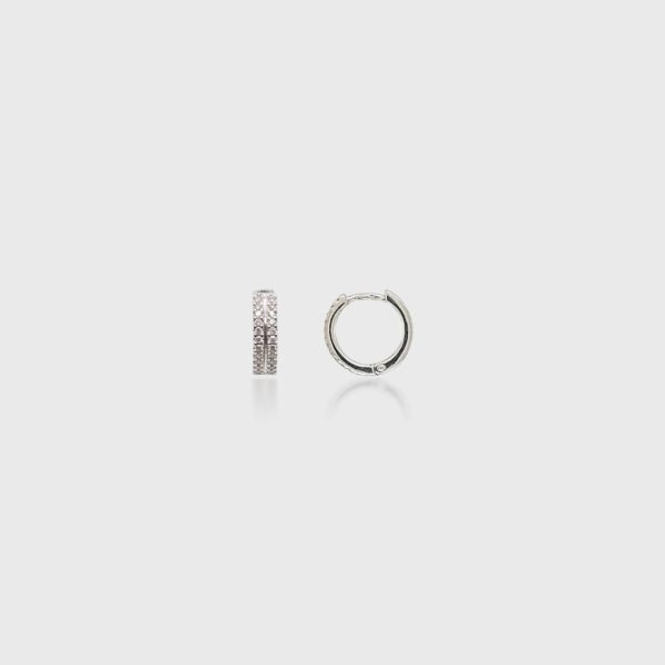 18K Gold with Diamond 11mm Huggies Earrings - Image 4