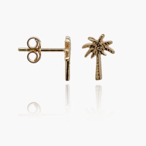 18K Gold Coconut Tree Stud Earrings