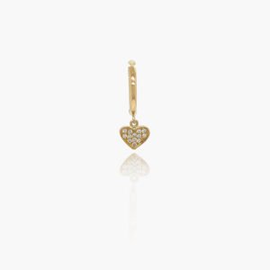 18K Gold Heart Pendant Diamond Huggies Earrings