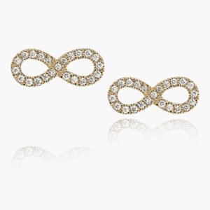 18K Gold Infinity Symbol Diamond Stud Earrings