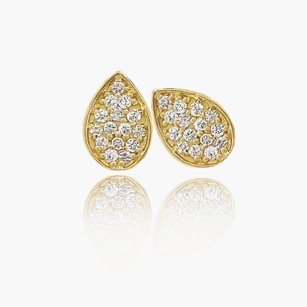18K Gold Pear-shaped Diamond Stud Earrings