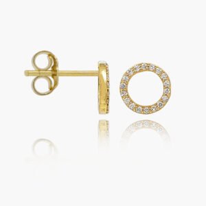 18K Gold Diamond Round Shaped Earrings