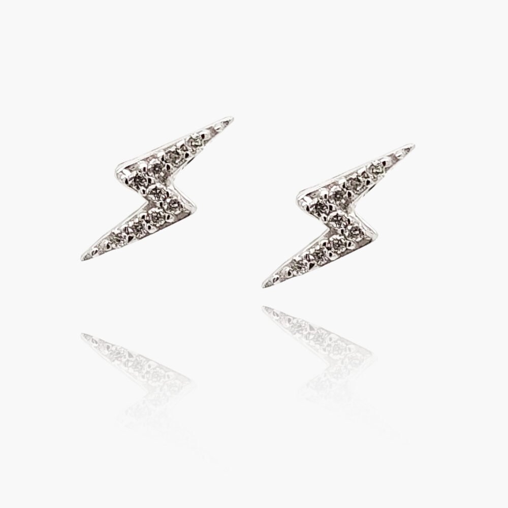 18K Gold Diamond Thunder Shaped Earrings