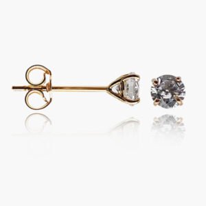 18K Gold Cubic Zirconia Head Stud Earrings
