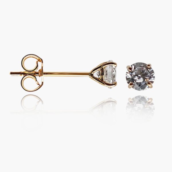 18K Gold Cubic Zirconia Head Stud Earrings
