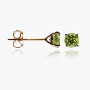 18K Gold Peridot Head Stud Earrings | Semi Precious Stone