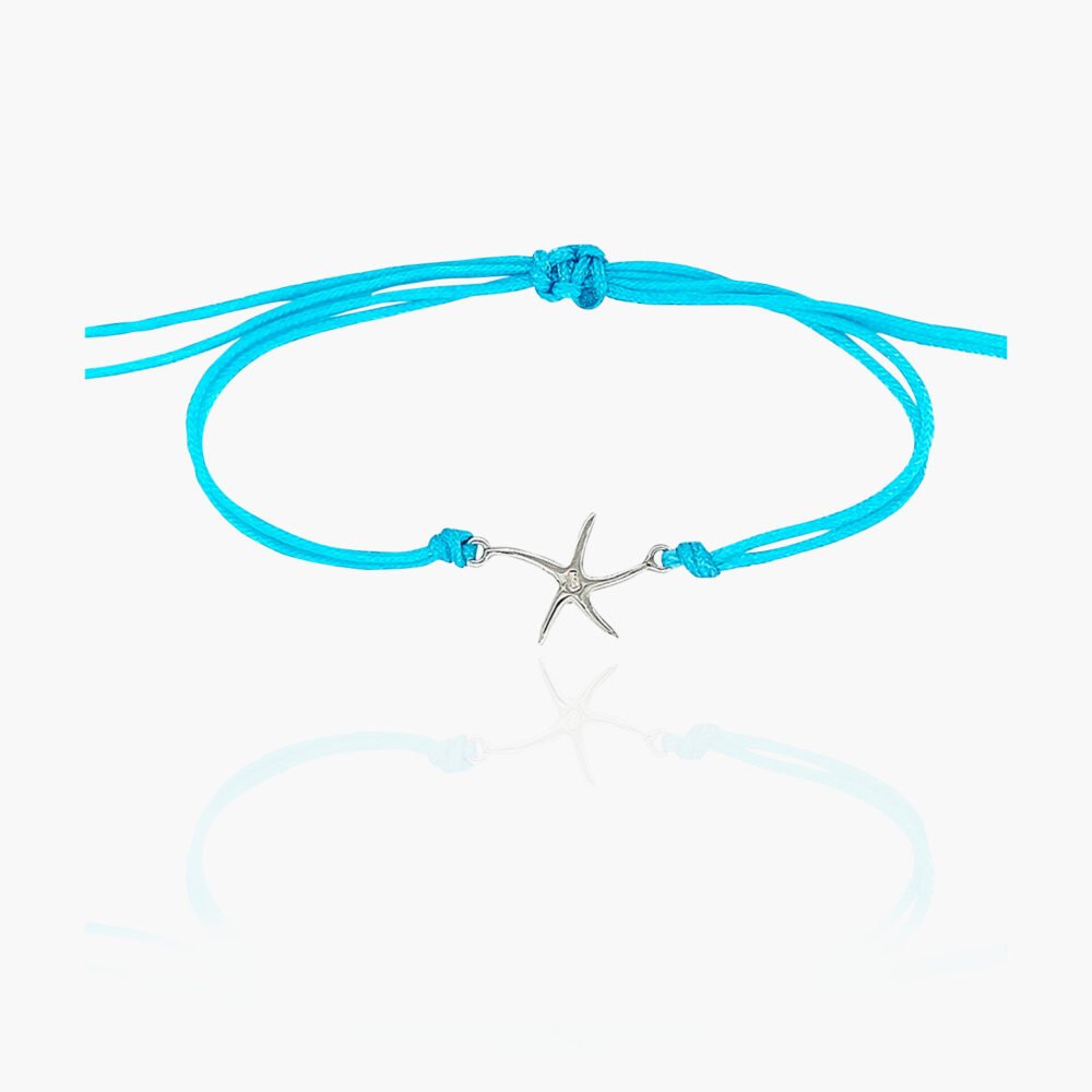 Starfish Sterling Silver Pendant Nylon Bracelet