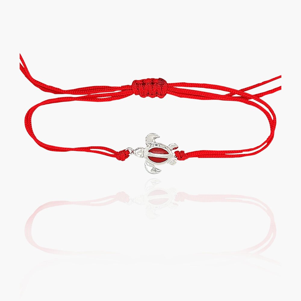 Tortoise Sterling Silver Pendant Nylon Bracelet