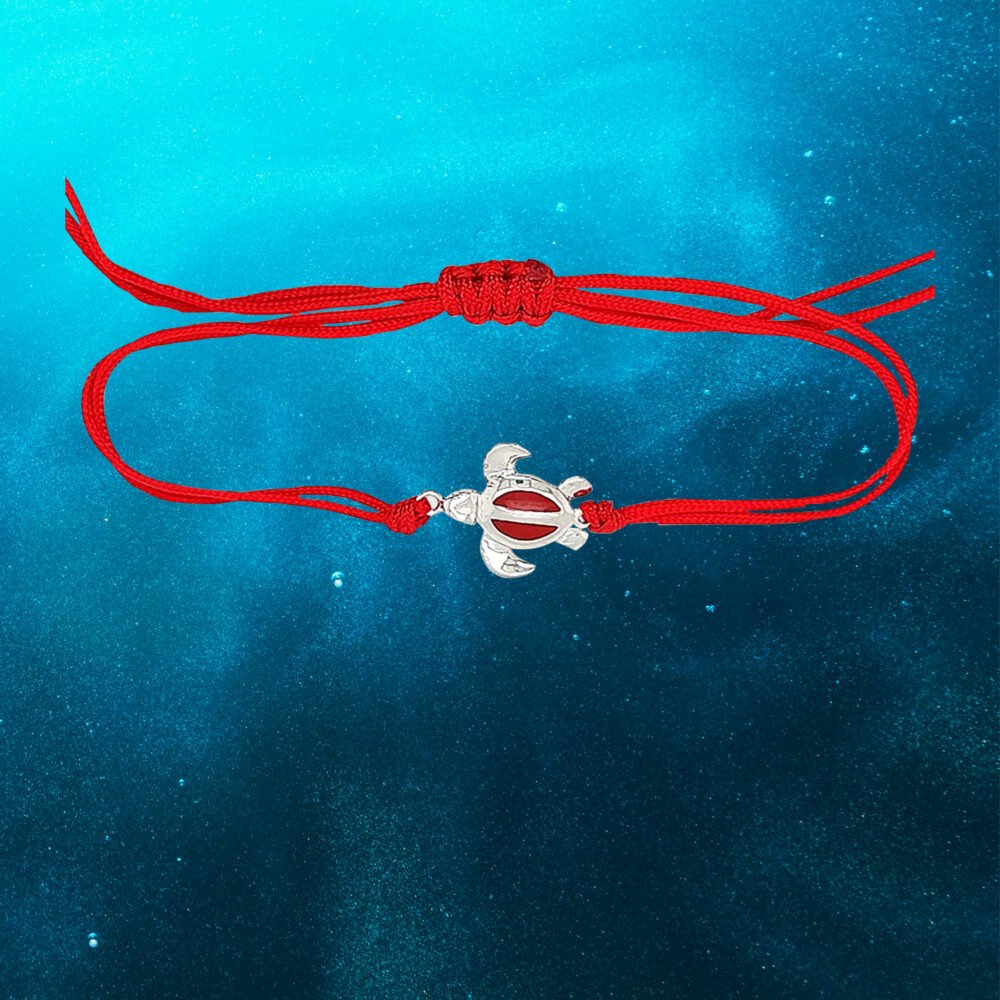 Tortoise Sterling Silver Pendant Nylon Bracelet - Image 2