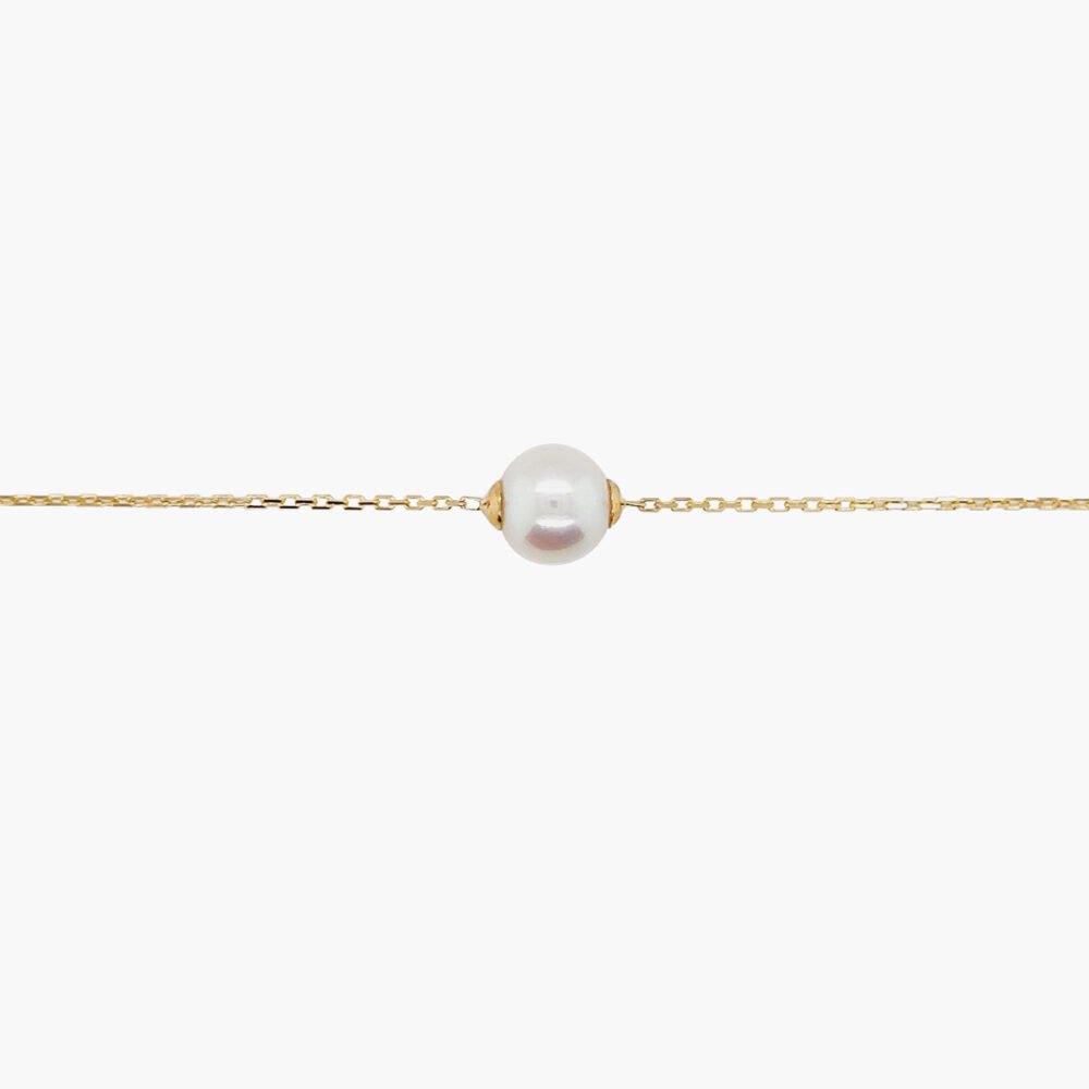 18K Gold Chain Freshwater Pearl Pendant Bracelet