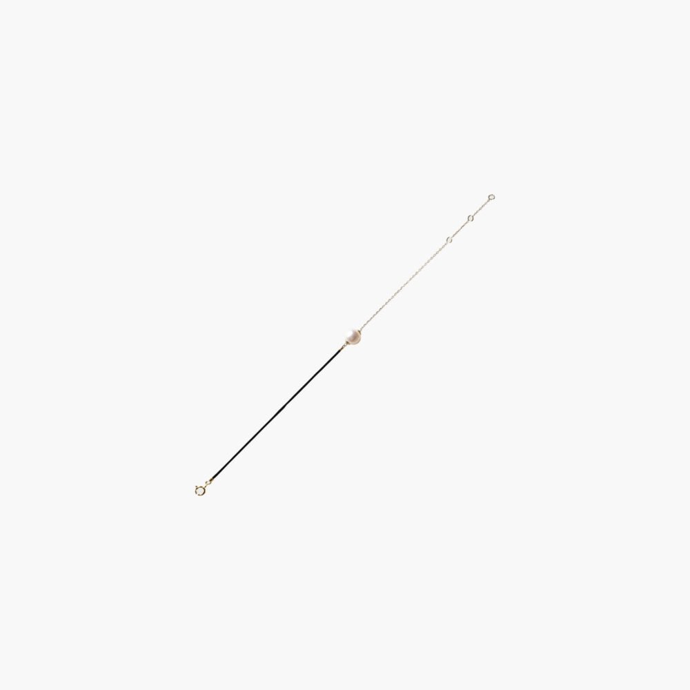 18K Gold Chain and Nylon Cord with Freshwater Pearl Pendant Bracelet