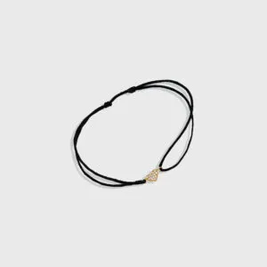 18K Gold Heart Cubic Zirconia Nylon Bracelet