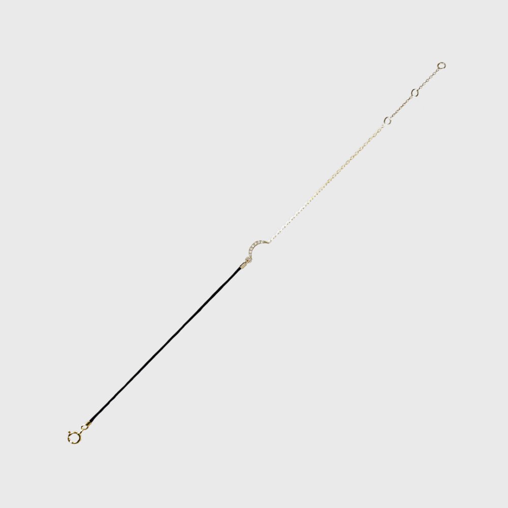 Round Diamond Pendant Half Nylon and 18K Gold Chain Bracelet